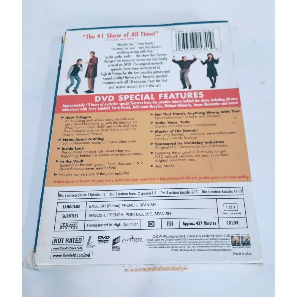 Seinfeld - Seasons 1 & 2 (DVD, 2004, 4-Disc‎ Set) Tested & Works Great!